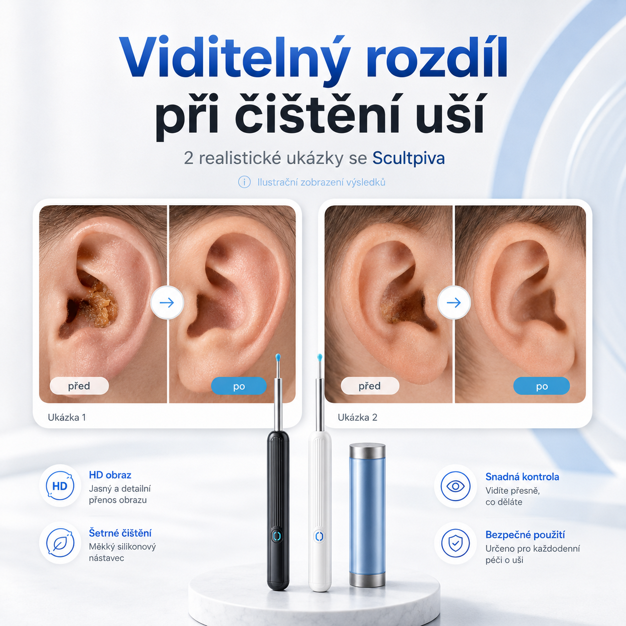 Sculptiva: Inteligentní čistič uší s kamerou